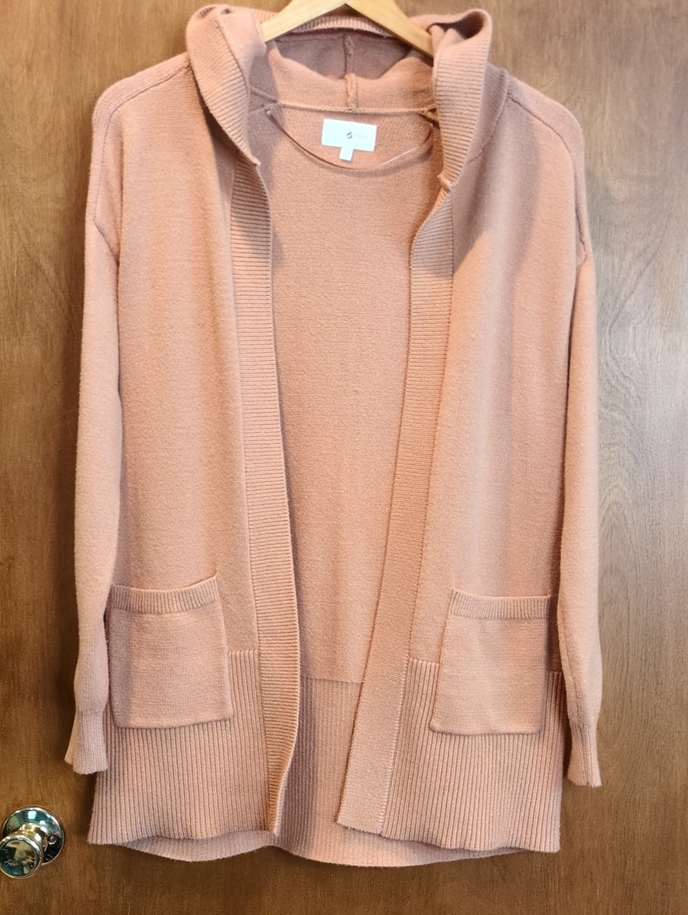 Lou & Grey Open Front Hooded Cardigan Sweater In Camel Size XXS